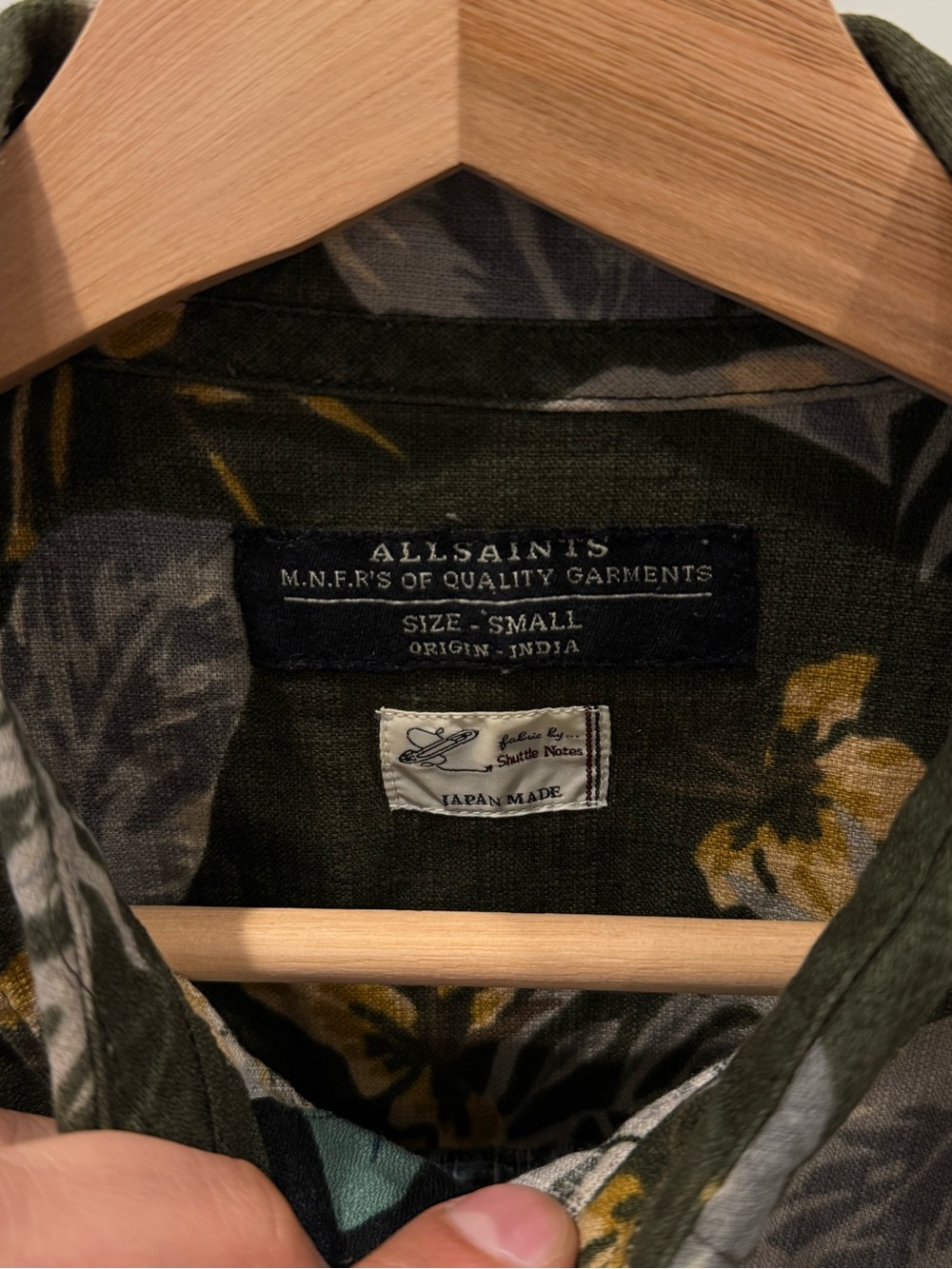 AllSaints Men's Olive Floral Shirt  - Small